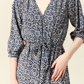 Robe longue trapèze bleu femme