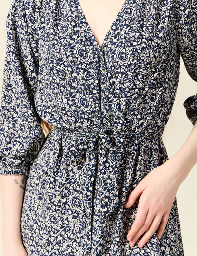 Robe longue trapèze bleu femme