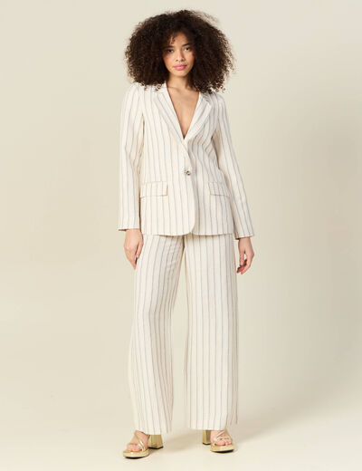 Pantalon large éco-responsable blanc femme