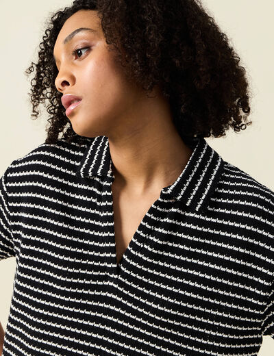 Polo manches courtes noir femme