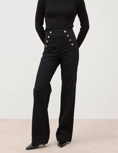 Jeans flare &agrave; pont denim noir femme