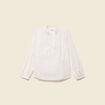 Blouse col mao manches longues en coton ecru femme