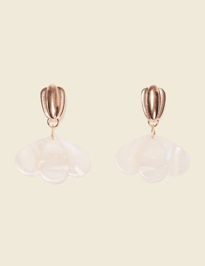 Boucles d'oreilles pendantes ecru femme