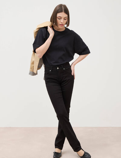 Jeans regular 5 poches denim noir femme