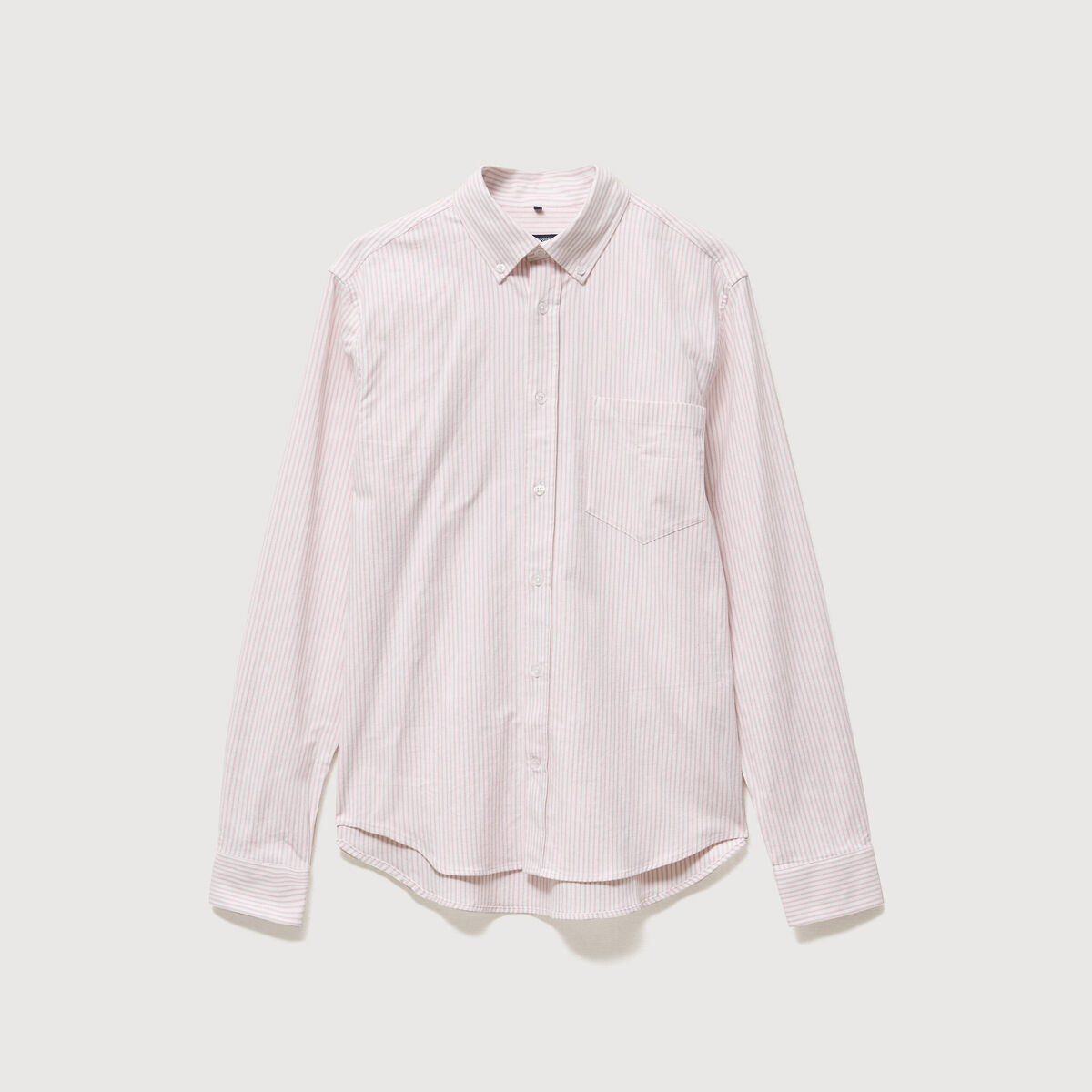 Chemise manches longues col am&eacute;ricain rose poudr&eacute;e homme