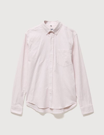 Chemise manches longues col am&eacute;ricain rose poudr&eacute;e homme