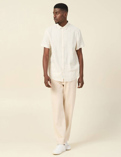 Chemise manches courtes ecru homme