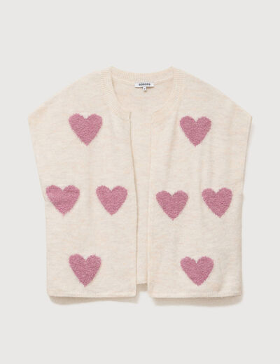 Gilet droit sans manches col rond creme femme