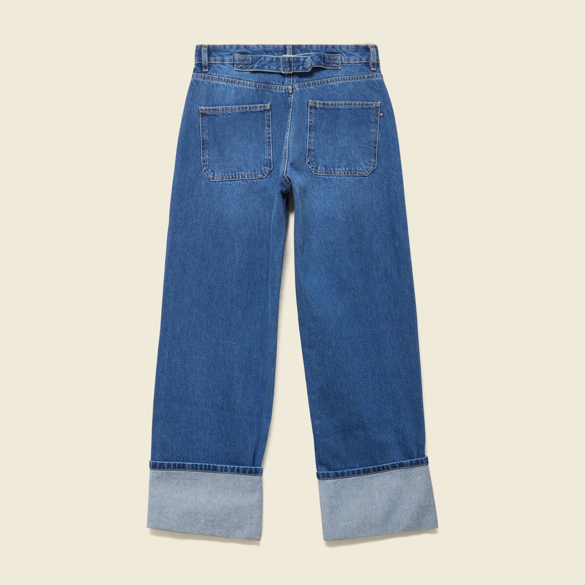 Jeans wide large taille haute denim stone femme