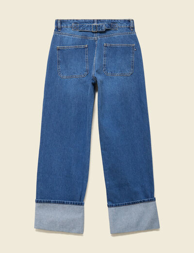 Jeans wide large taille haute denim stone femme