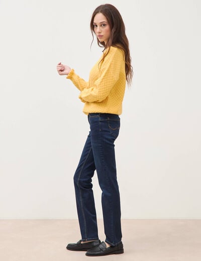 Jeans regular taille haute denim brut femme