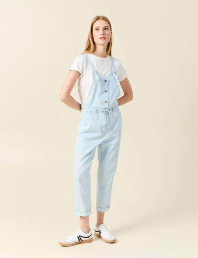 Salopette en denim denim bleach femme