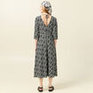 Robe midi droite manches 3/4 creme femme