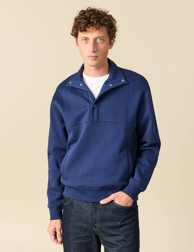 Sweat manches longues bleu fonc&eacute; homme