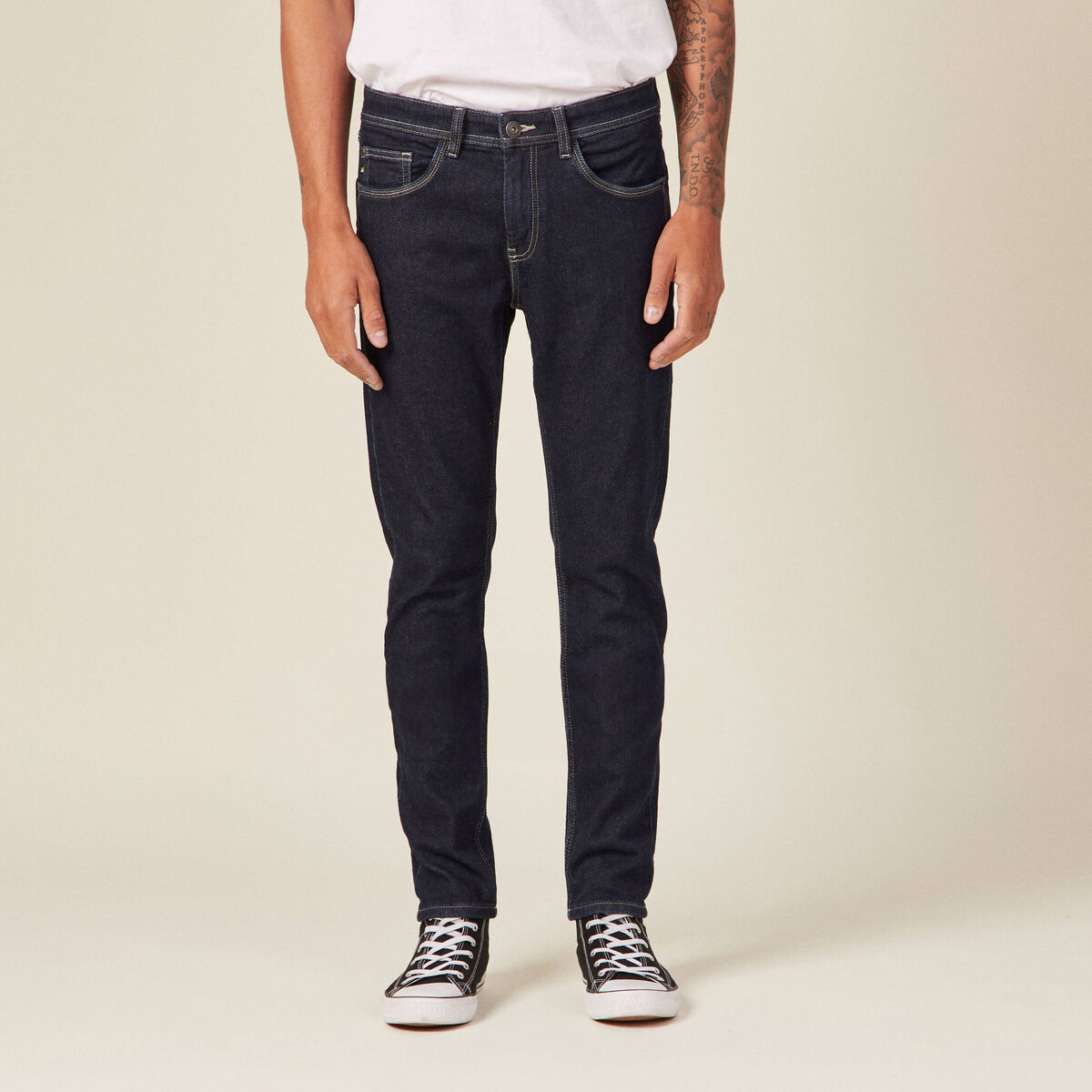 Jeans homme slim effet used denim brut clean homme