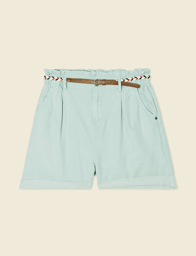 Short paperbag ceinturé vert pastel femme