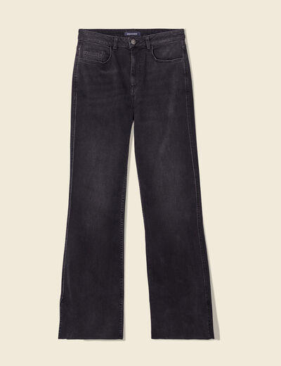 Jeans flare fendu denim gris femme