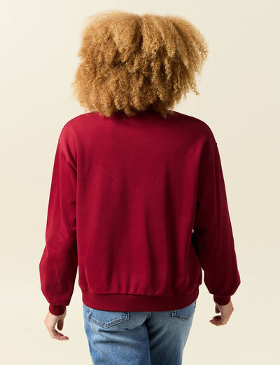 Sweat col rond manches longues rouge femme