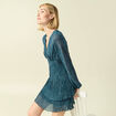 Robe &eacute;vas&eacute;e bas pliss&eacute; bleu canard femme