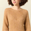 Pull manches longues col rond camel femme