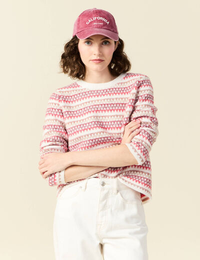 Pull manches longues rouge foncé femme