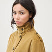 Veste en velours col biker camel femme