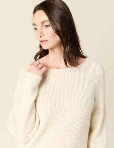 Pull manches longues creme femme