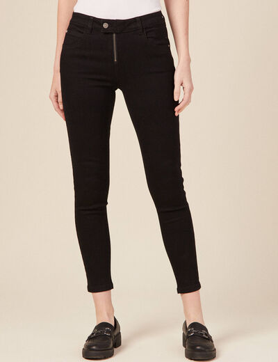 Jeans skinny zippé denim noir femme