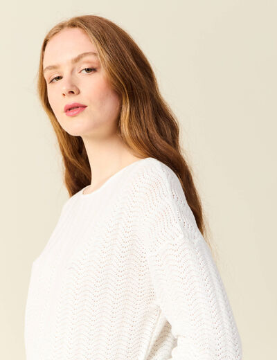 Pull manches longues ecru femme