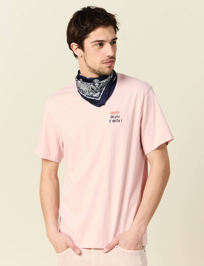 T-shirt manches courtes rose clair homme