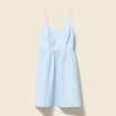 Robe évasée col V sans manches en coton bleu femme