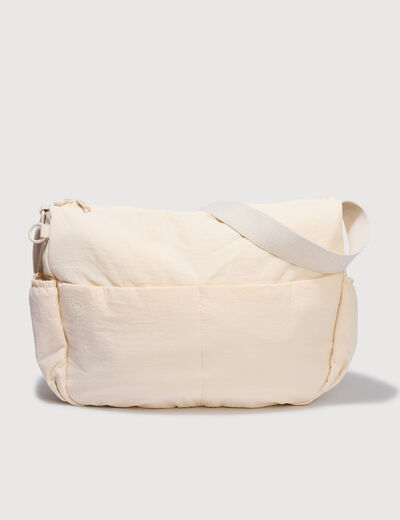 Besace bandouli&egrave;re pliss&eacute;e creme femme