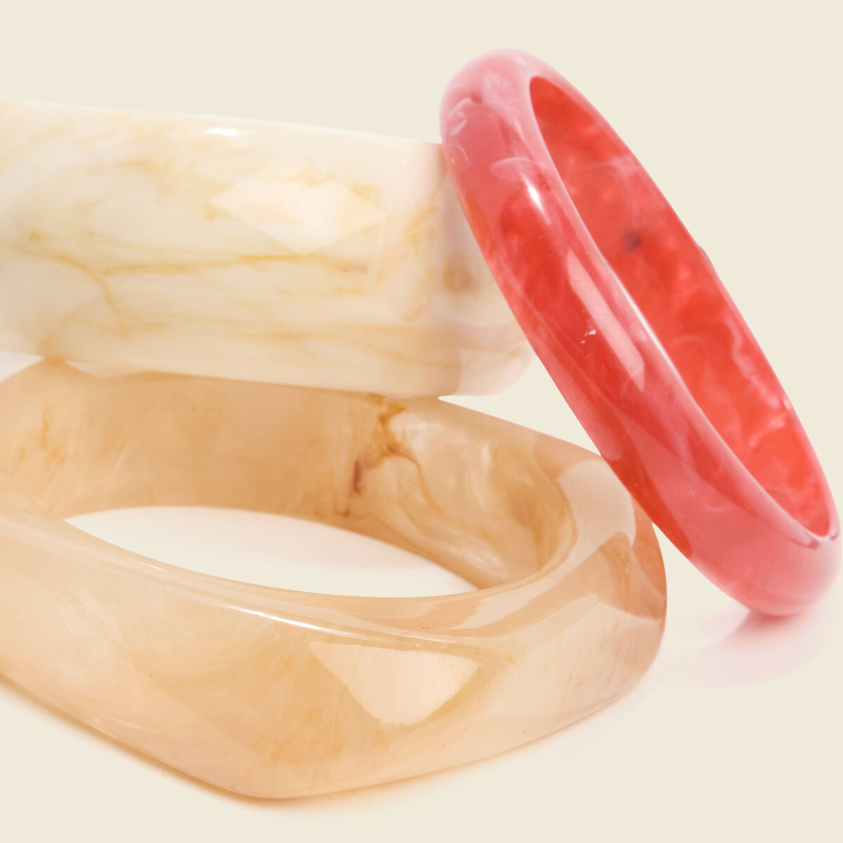 Lot de 3 bracelets larges creme femme