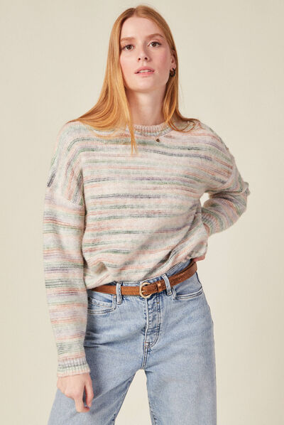 Pull éco-responsable vert foncé femme