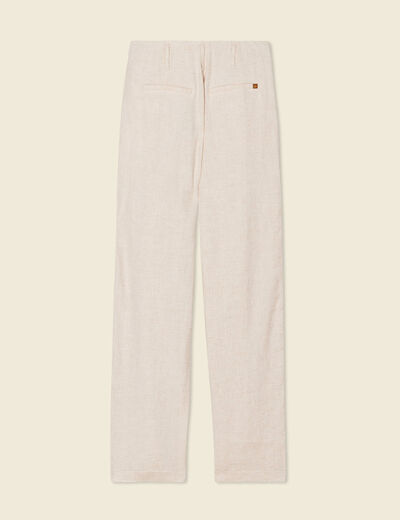 Pantalon large taille haute sable femme