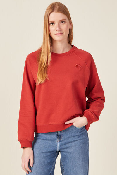 Sweat manches longues orange foncé femme