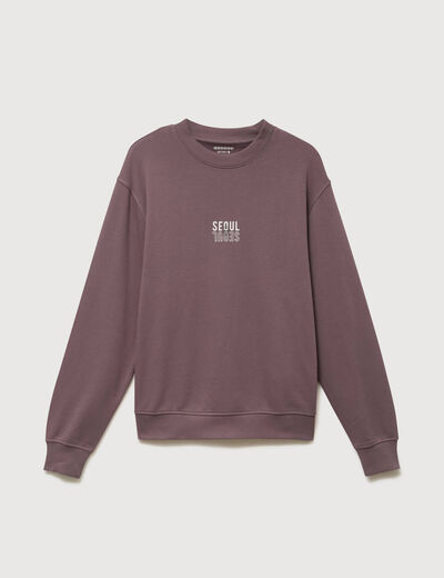 Sweat col rond manches longues mauve homme