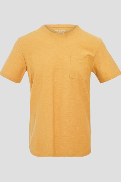 T-shirt manches courtes jaune moutarde homme