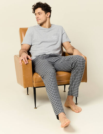 Ensemble pyjama 2 pièces gris clair homme