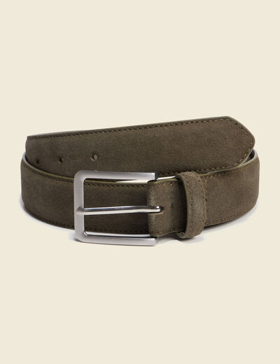 Ceinture large en cuir taupe homme