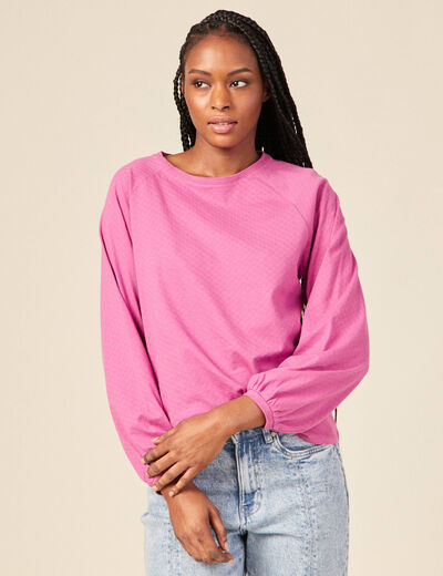 T-shirt manches longues rose framboise femme