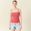 Bustier cropped à bretelles terracotta femme
