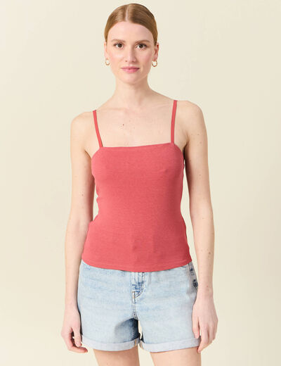 Bustier cropped à bretelles terracotta femme