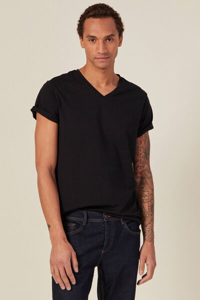 T-shirt col V homme Instinct noir homme