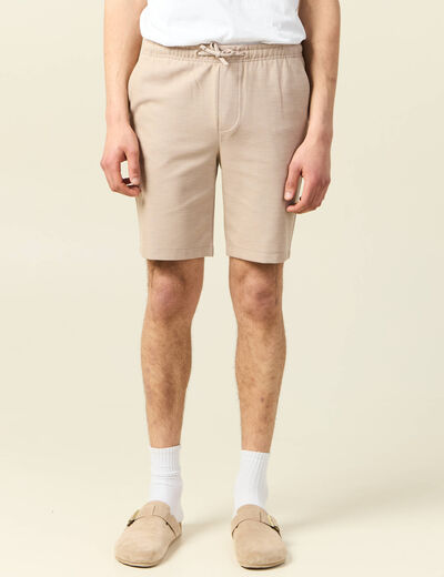 Short droit avec cordon beige homme