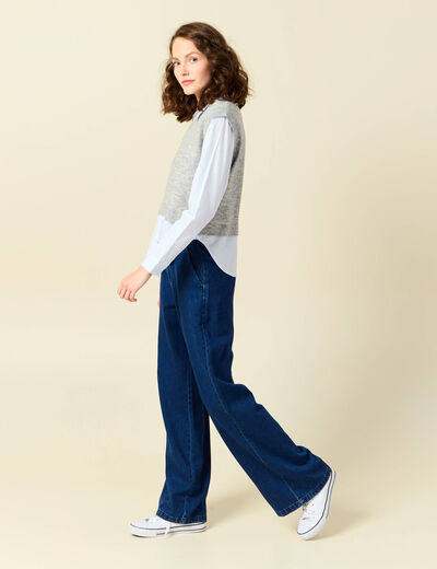 Pull 2-en-1 éco-responsable gris femme