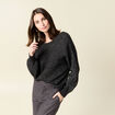 Pull manches longues ajour&eacute; noir femme