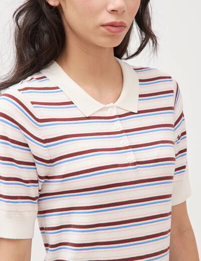 Polo manches courtes ecru femme