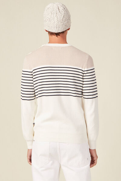 Pull manches longues ecru homme