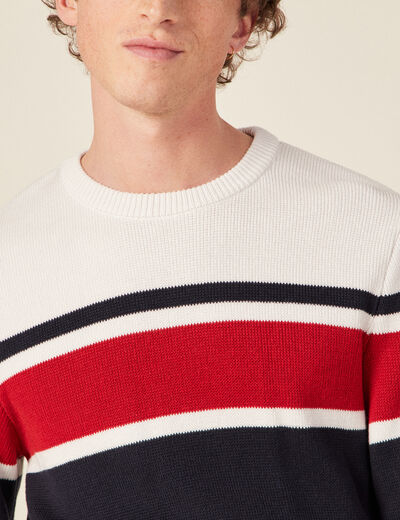 Pull manches longues bleu marine homme